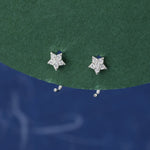 Star Huggie Hoop Earrings in Sterling Silver, Silver Gold or Rose Gold, Star CZ Open Hoops, Pull Through Threaders, Half Hoops