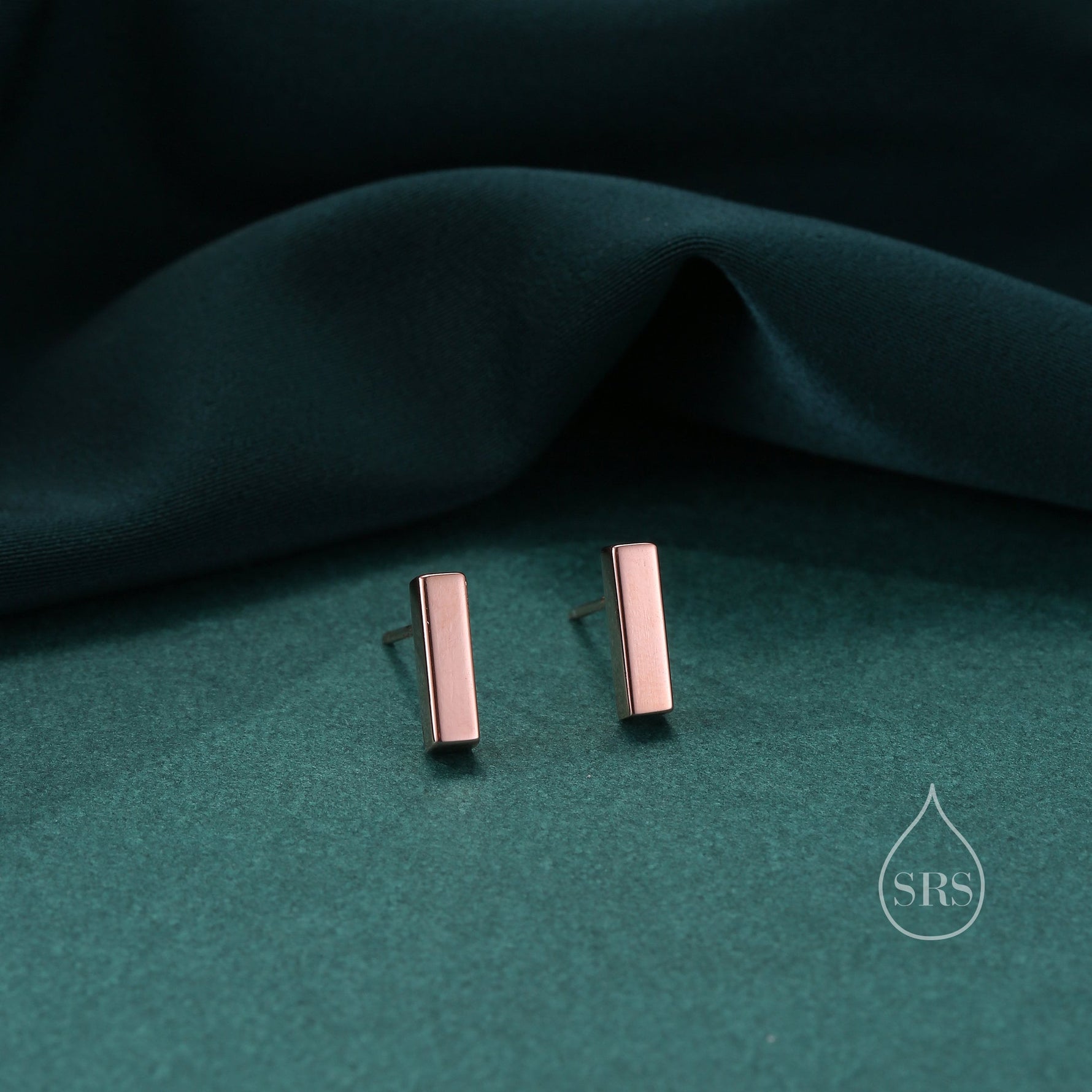 Chunky Geometric Bar Stud Earrings in Sterling Silver, Silver, Gold or Rose Gold, 10mm Bar Earrings,