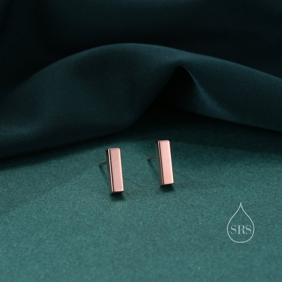 Chunky Geometric Bar Stud Earrings in Sterling Silver, Silver, Gold or Rose Gold, 10mm Bar Earrings,