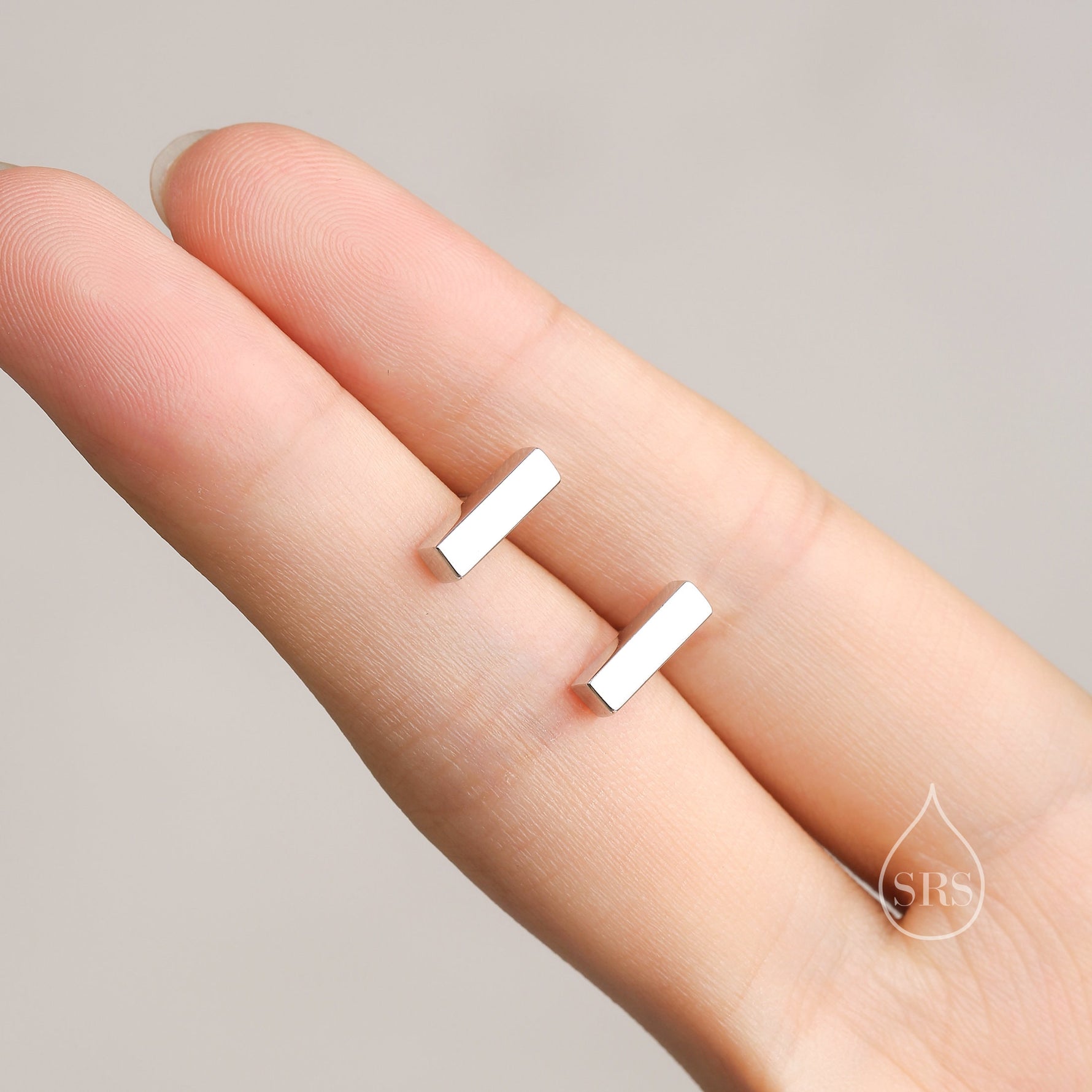 Chunky Geometric Bar Stud Earrings in Sterling Silver, Silver, Gold or Rose Gold, 10mm Bar Earrings,