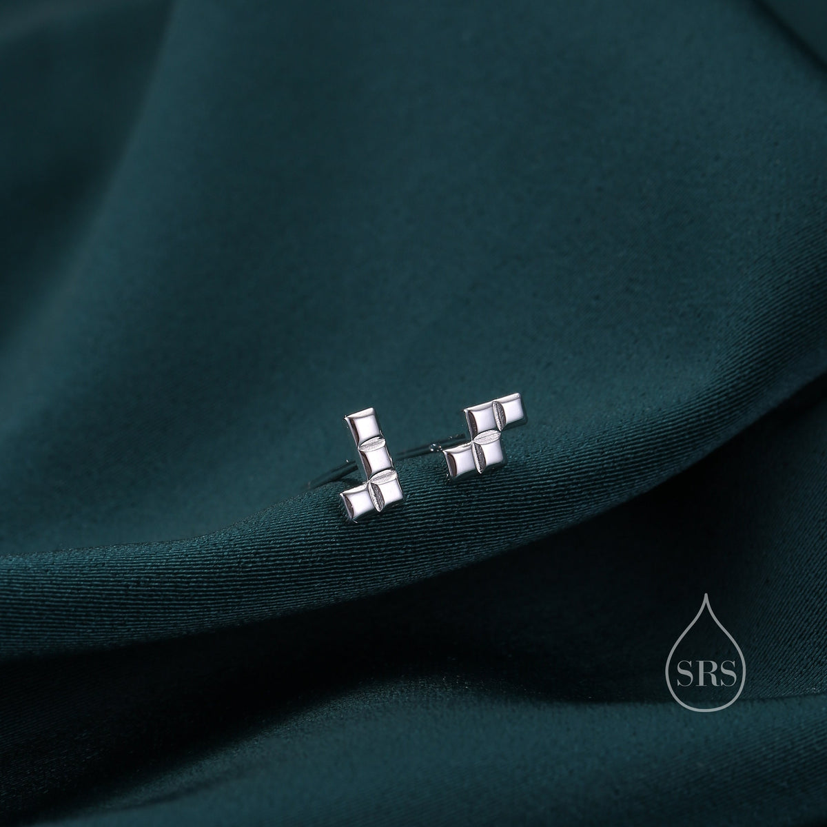 Retro Game Block Stud Earrings in Sterling Silver, Silver or Gold or Rose Gold, Sterling Silver Geometric Game Block Earrings