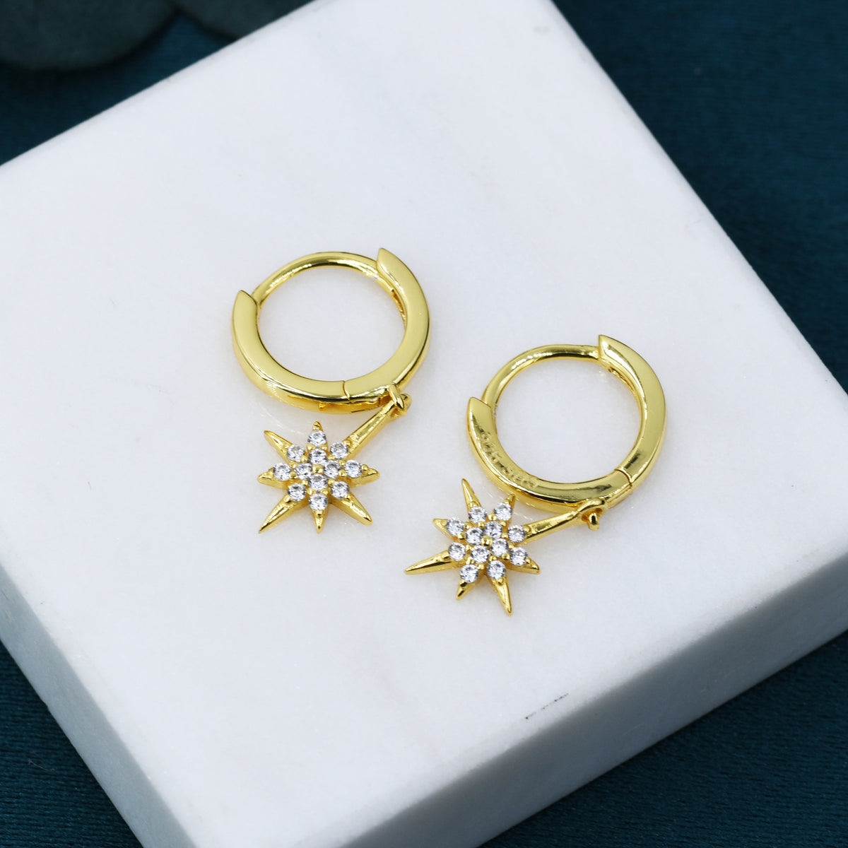 Starburst Huggie Hoop Earrings