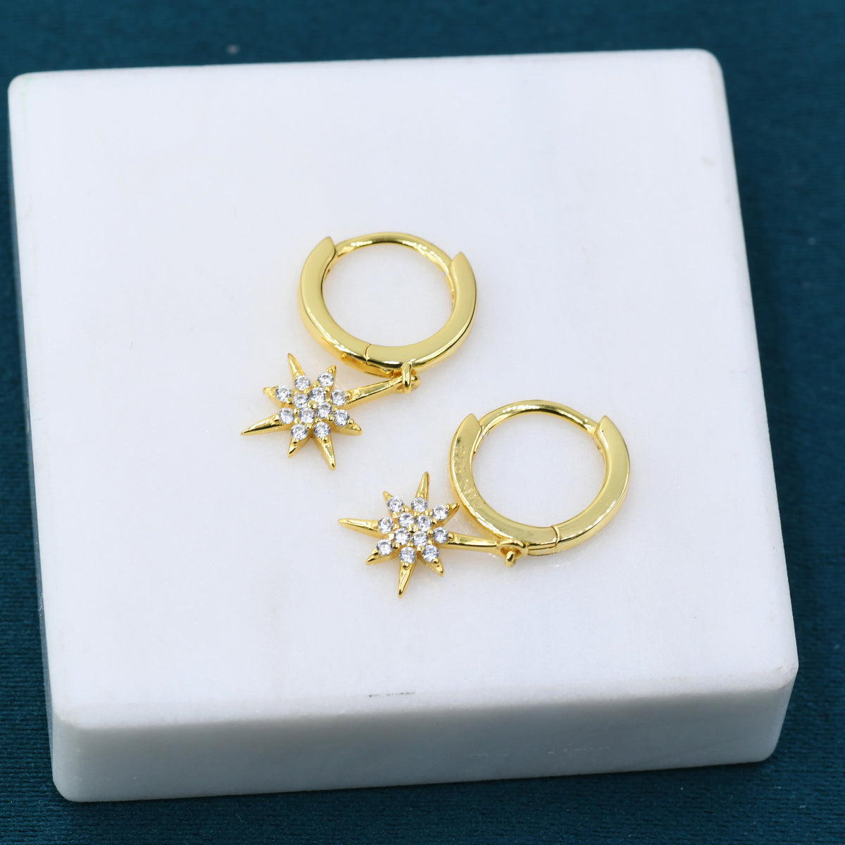Starburst Huggie Hoop Earrings