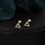 Small Pair of Open Triangle Stud Earrings in Sterling Silver, Rose Gold, Silver, Screw Back Earrings - helix, cartilage, conch, tragus