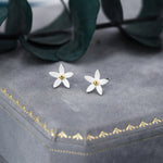 Jasmine Flower Stud Earrings in Sterling Silver - Cute Flower Blossom Earrings - Fun, Whimsical