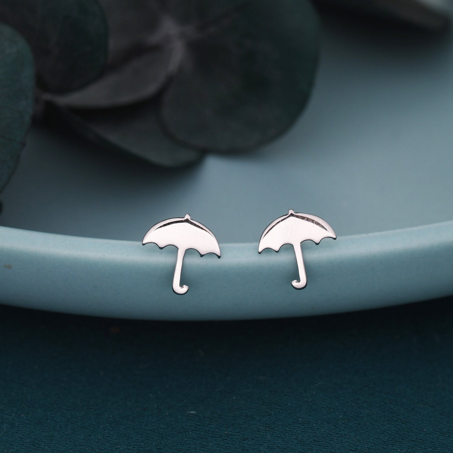 Umbrella Stud Earrings in Sterling Silver - Weather Earrings - Cute, Fun, Whimsical