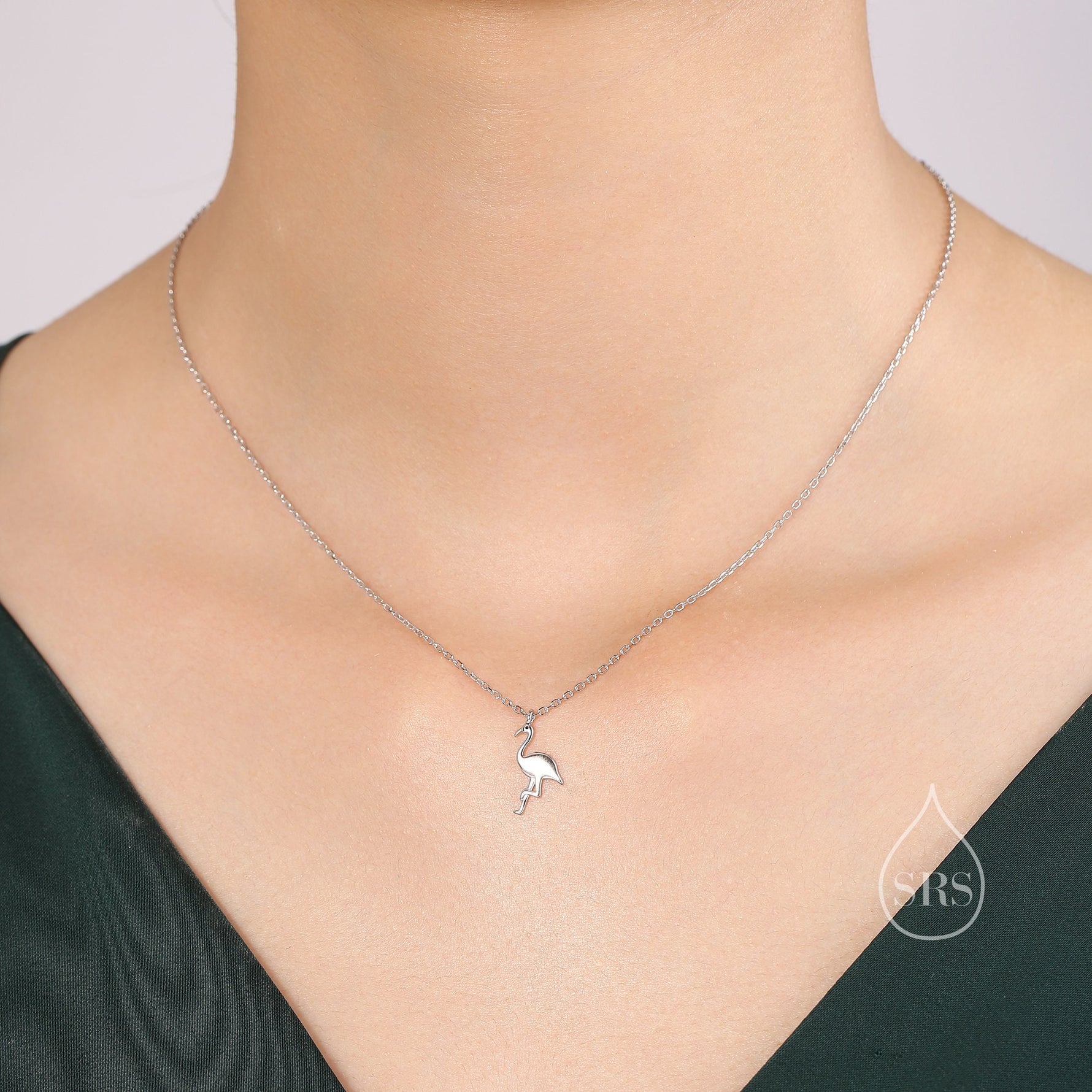 Flamingo Pendant Necklace in Sterling Silver, Flamingo Bird Necklace, Silver or Rose Gold - Cute Quirky and Fun Jewellery