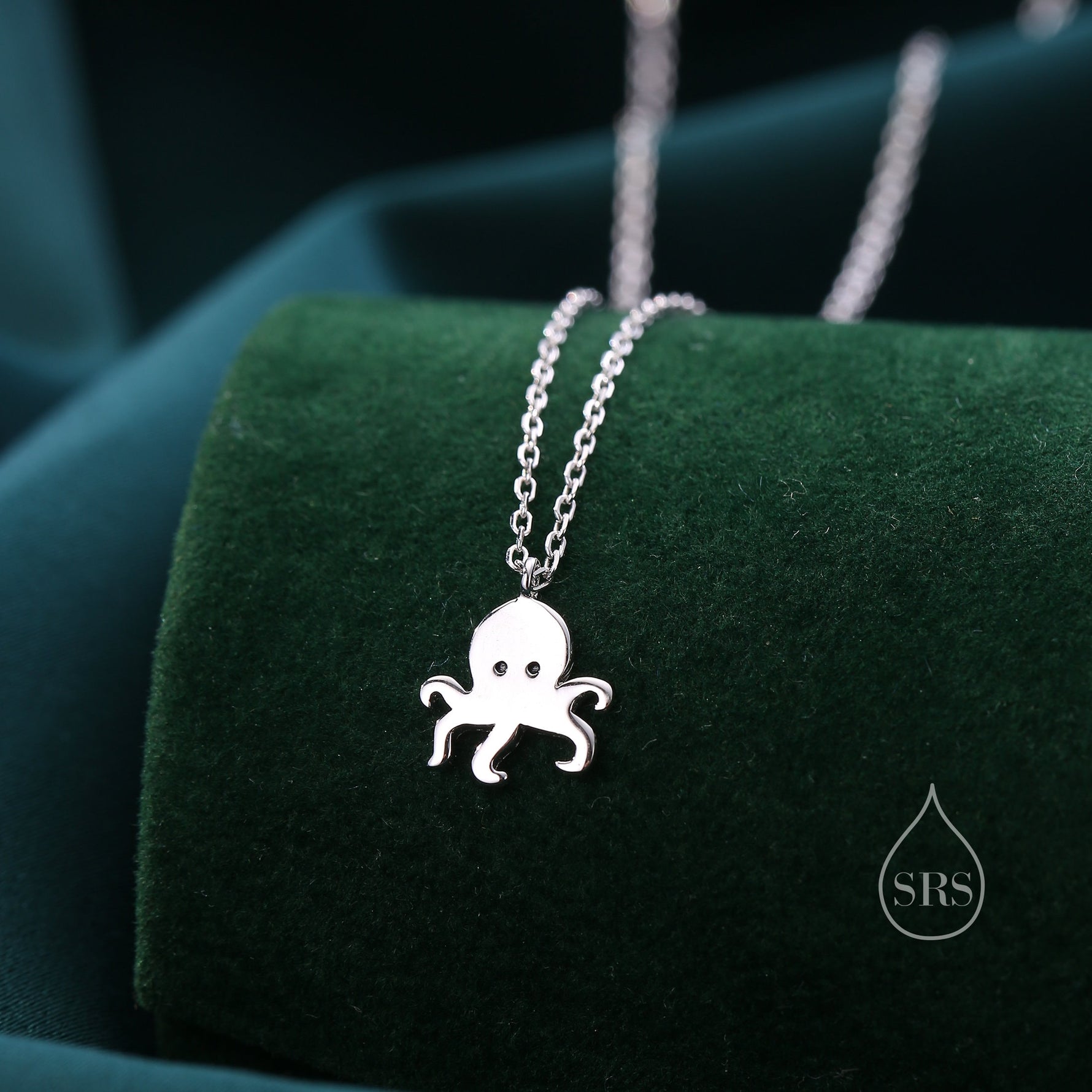 Octopus Pendant Necklace in Sterling Silver, Silver or Gold - Cute Quirky and Fun Fish Jewellery