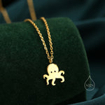 Octopus Pendant Necklace in Sterling Silver, Silver or Gold - Cute Quirky and Fun Fish Jewellery