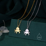 Octopus Pendant Necklace in Sterling Silver, Silver or Gold - Cute Quirky and Fun Fish Jewellery