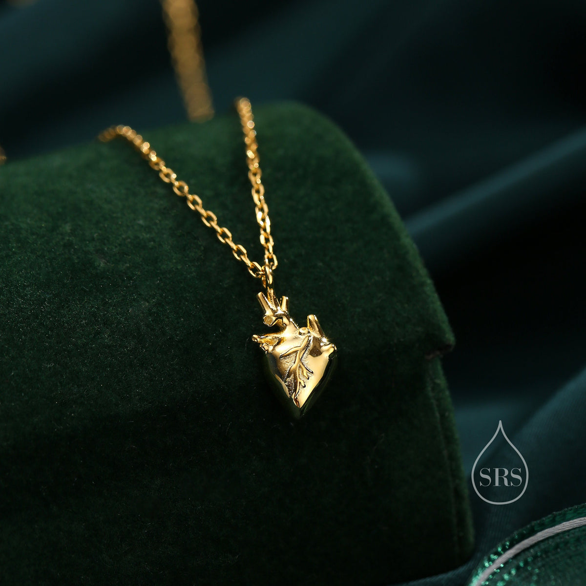 Anatomical Heart Pendant Necklace Sterling Silver, Silver or Gold, Beating Heart Necklace, Realistic Heart Necklace, Gothic and Punk