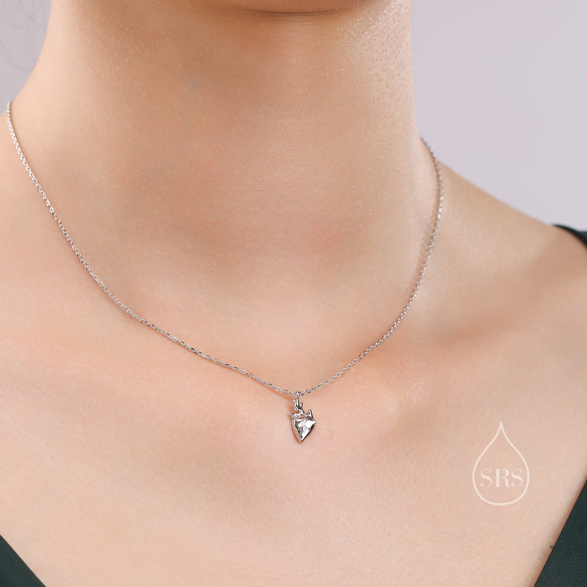 Anatomical Heart Pendant Necklace Sterling Silver, Silver or Gold, Beating Heart Necklace, Realistic Heart Necklace, Gothic and Punk