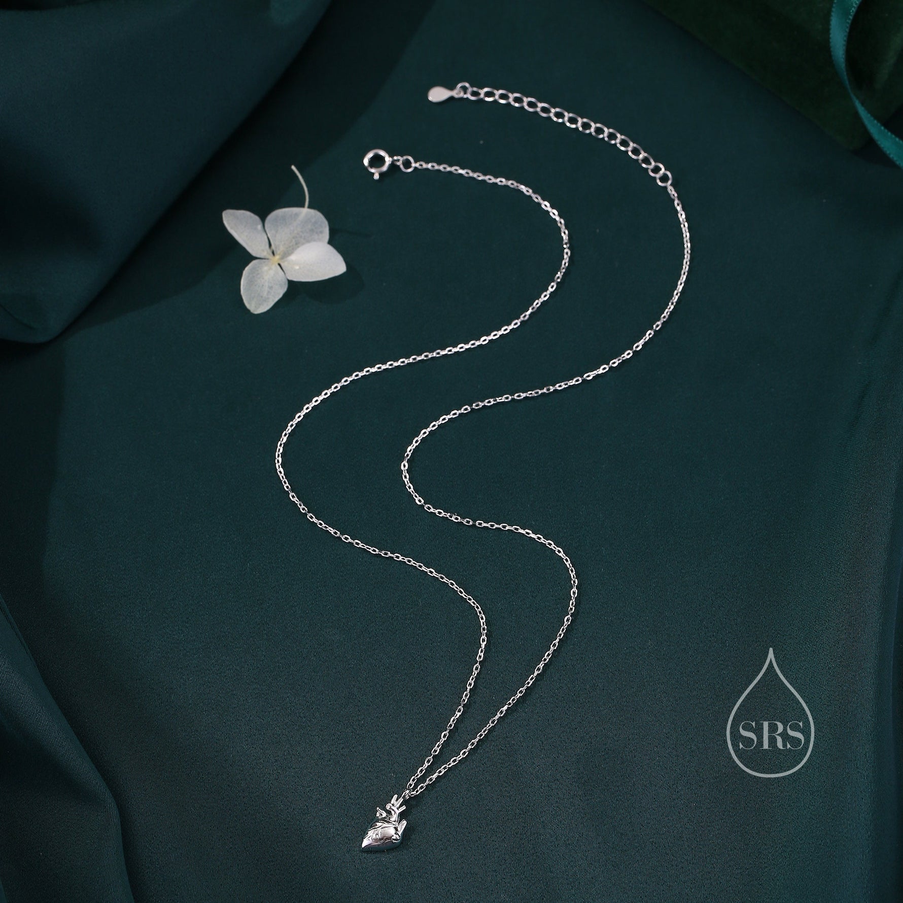 Anatomical Heart Pendant Necklace Sterling Silver, Silver or Gold, Beating Heart Necklace, Realistic Heart Necklace, Gothic and Punk