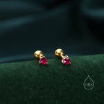Extra Tiny 3mm CZ Screw Back Earrings in Sterling Silver, Silver or Gold, Green, Blue, Clear or Purple, CZ Screwback Earrings, Barbell