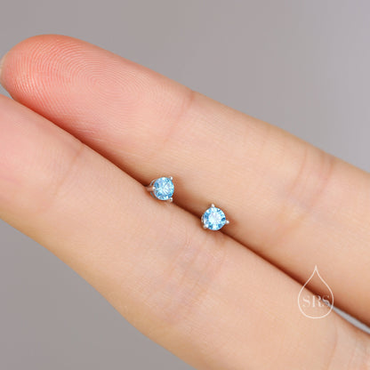Extra Tiny 3mm CZ Screw Back Earrings in Sterling Silver, Silver or Gold, Green, Blue, Clear or Purple, CZ Screwback Earrings, Barbell