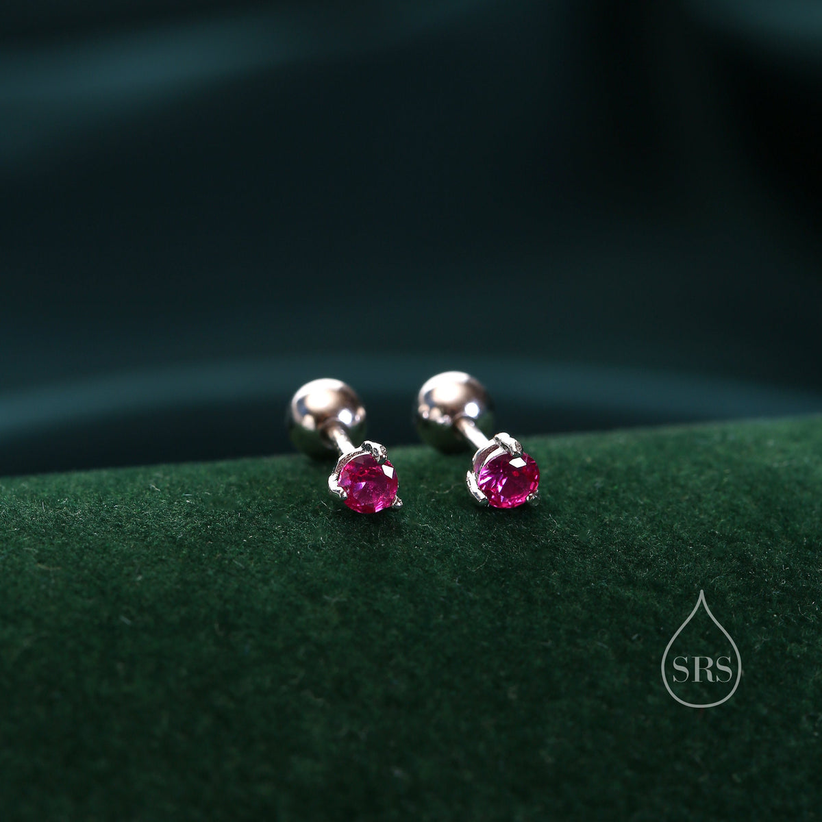 Extra Tiny 3mm CZ Screw Back Earrings in Sterling Silver, Silver or Gold, Green, Blue, Clear or Purple, CZ Screwback Earrings, Barbell