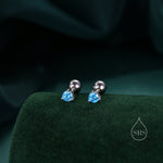Extra Tiny 3mm CZ Screw Back Earrings in Sterling Silver, Silver or Gold, Green, Blue, Clear or Purple, CZ Screwback Earrings, Barbell