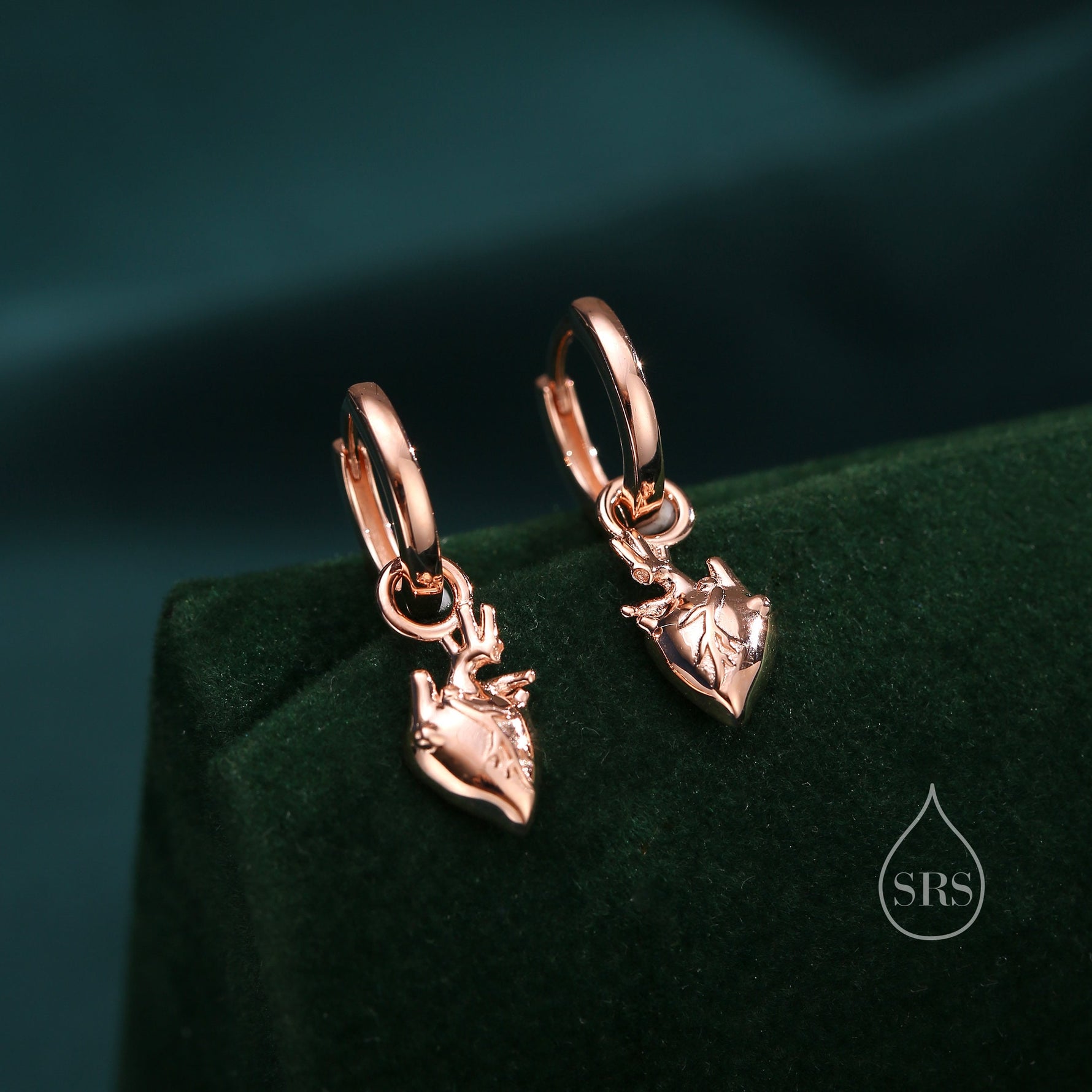 Anatomical Heart Huggie Hoop Earrings in Sterling Silver, Silver or Gold or Rose Gold, Beating Heart Hoop Earrings, Realistic Heart Earrings