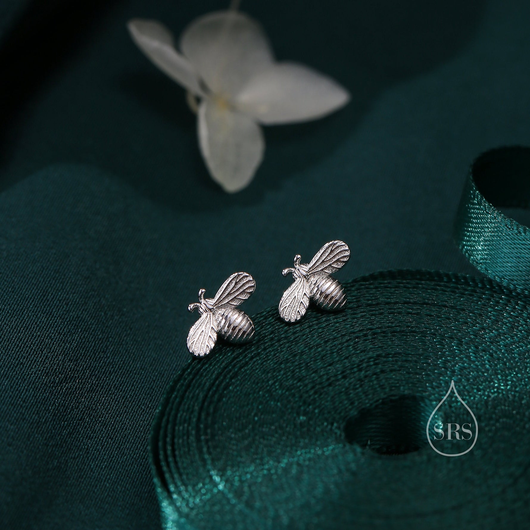 Sterling Silver Honey Bee Stud Earrings, Silver or Gold, Bee Earrings, Honey Bee Earrings