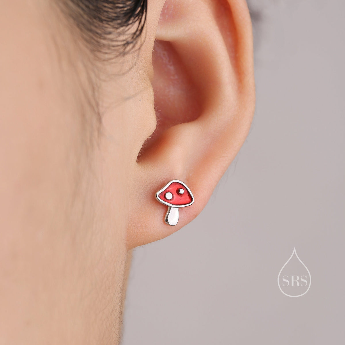 Tiny Fly Agaric Mushroom Enamel Stud Earrings