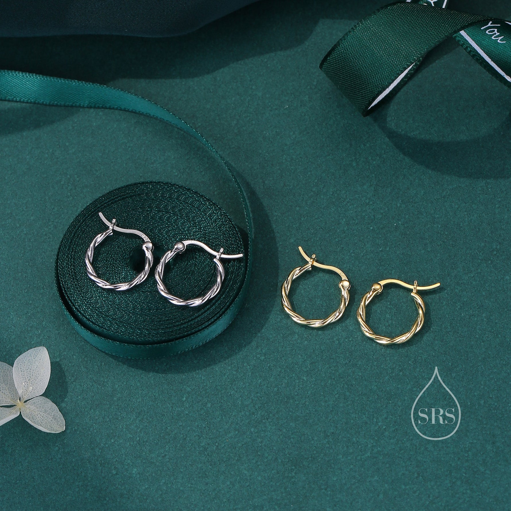 Sterling Silver Braided Huggie Hoops, Twist Hoops, Silver or Gold, Intertwining Hoop Earrings, Dainty Huggie Hoops Earrings, Mobius Hoops