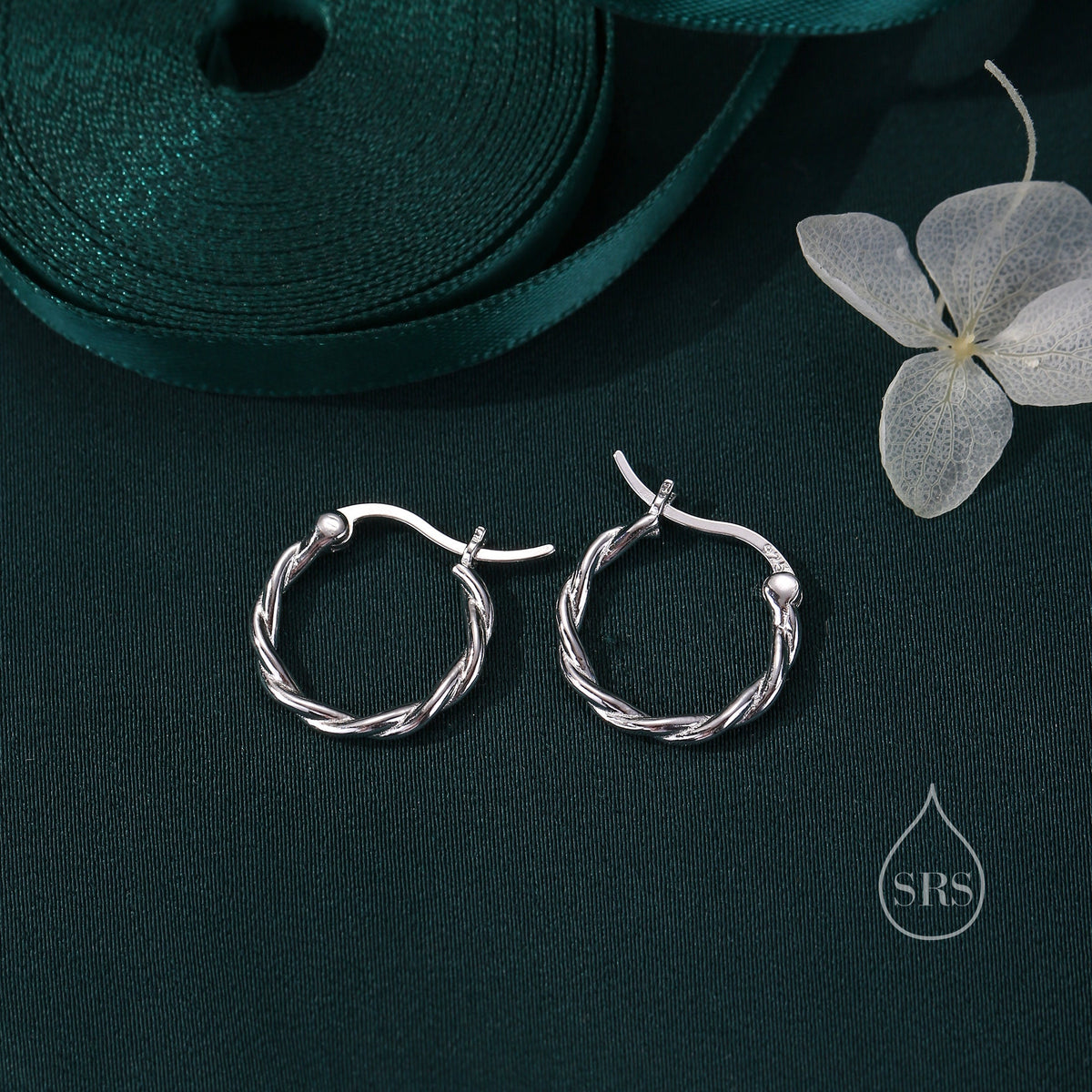 Sterling Silver Braided Huggie Hoops, Twist Hoops, Silver or Gold, Intertwining Hoop Earrings, Dainty Huggie Hoops Earrings, Mobius Hoops