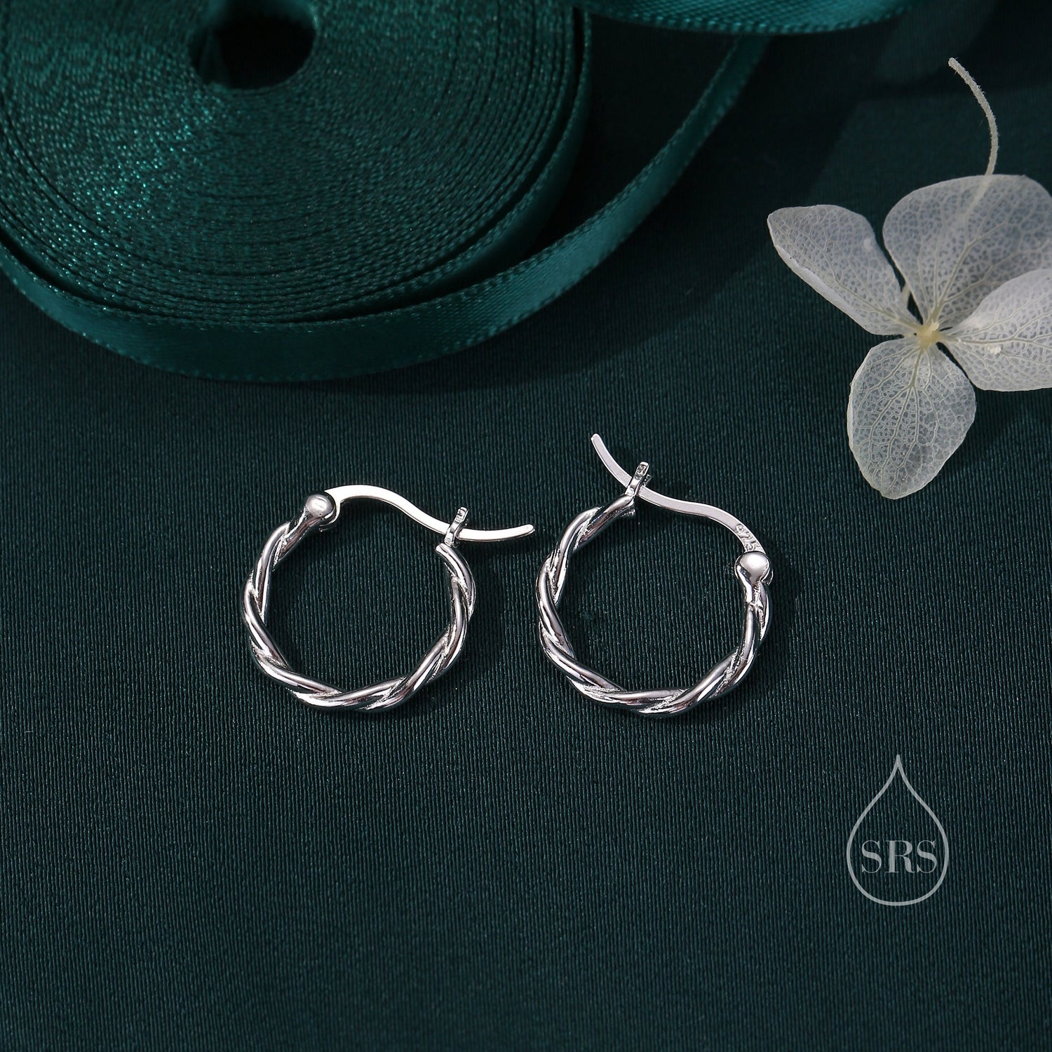 Sterling Silver Braided Huggie Hoops, Twist Hoops, Silver or Gold, Intertwining Hoop Earrings, Dainty Huggie Hoops Earrings, Mobius Hoops