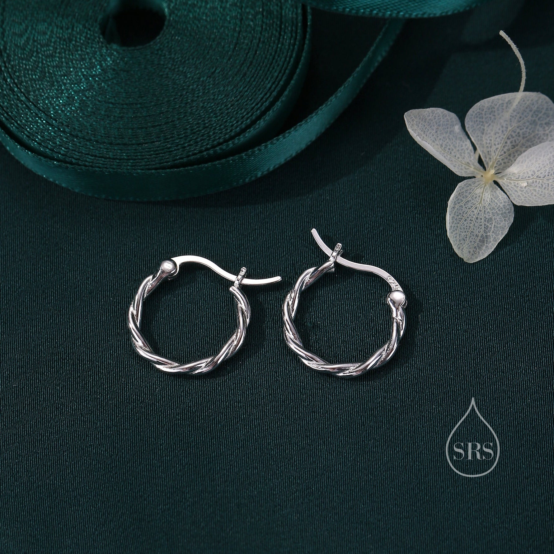 Sterling Silver Braided Huggie Hoops, Twist Hoops, Silver or Gold, Intertwining Hoop Earrings, Dainty Huggie Hoops Earrings, Mobius Hoops