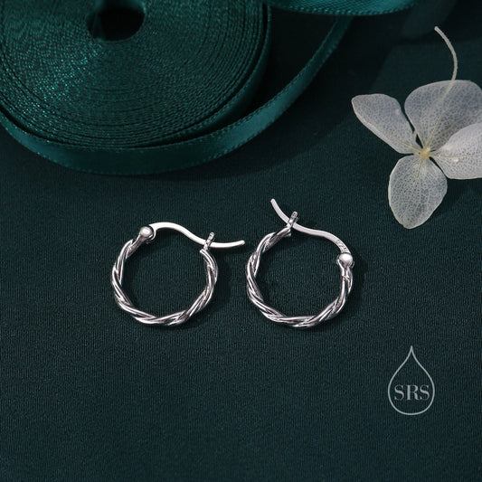 Sterling Silver Braided Huggie Hoops, Twist Hoops, Silver or Gold, Intertwining Hoop Earrings, Dainty Huggie Hoops Earrings, Mobius Hoops