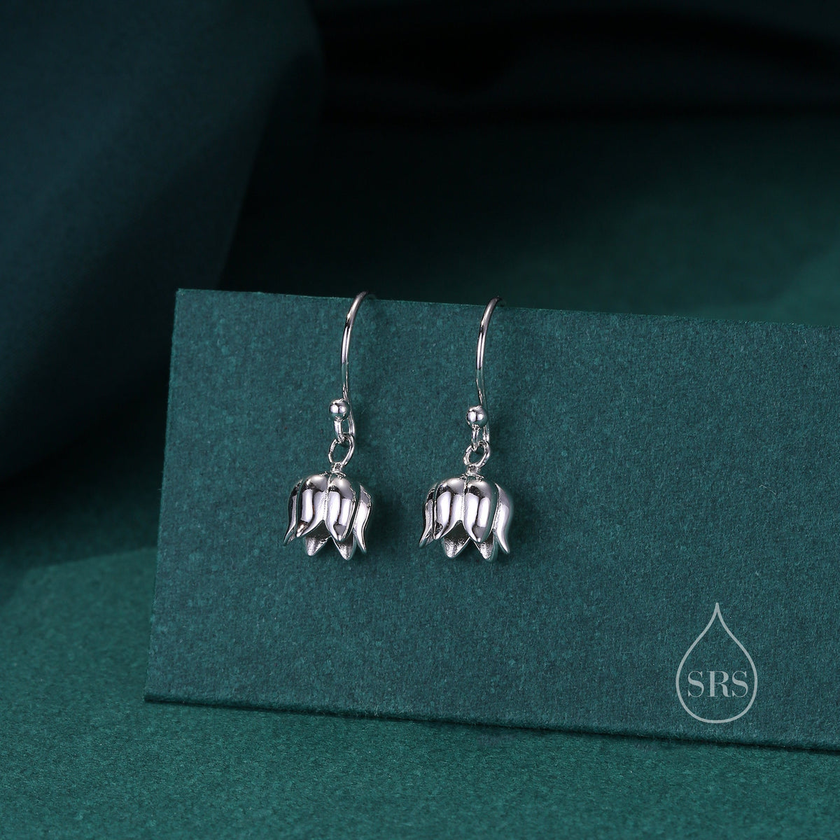 Lily of the valley Dangle Hook Earrings in Sterling Silver, Lily of the Valley Flower Dangle Earrings