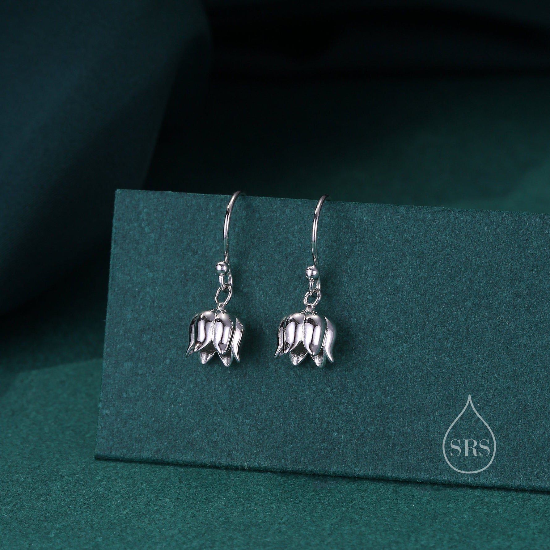 Lily of the valley Dangle Hook Earrings in Sterling Silver, Lily of the Valley Flower Dangle Earrings