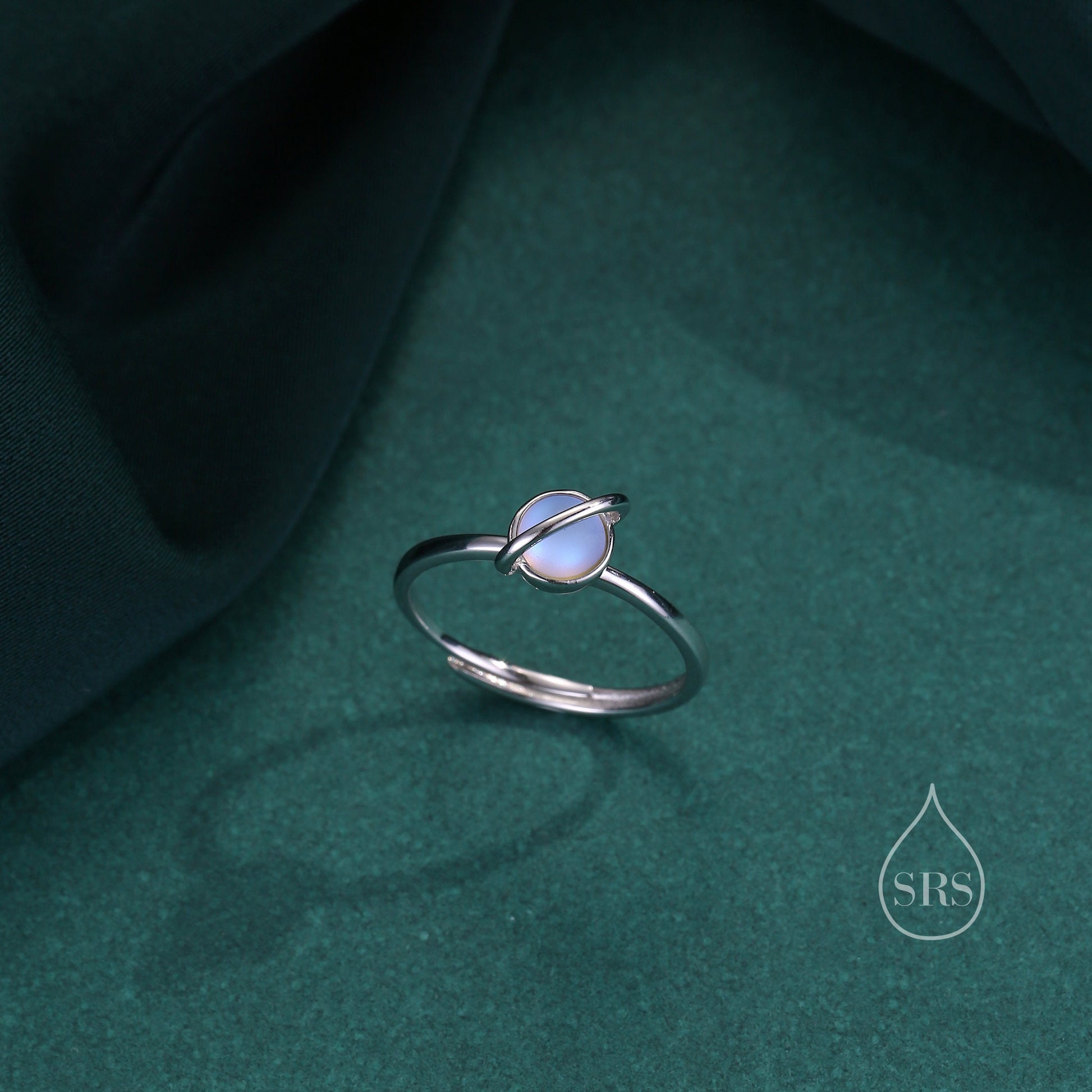 Sterling Silver Rotatable Planet Ring, Fidget Ring, Adjustable Size Pinwheel Ring, Rotatable Ring, Dainty and Delicate