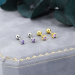 Amethyst Purple CZ Screw Back Earrings in Sterling Silver, Available in 3mm 4mm 5mm, Brilliant Cut Purple CZ Earrings, Four Prong