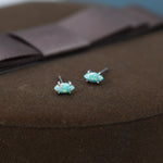 Extra Tiny Green Opal Marquise Stud Earrings in Sterling Silver, Tiny Marquise Opal Earrings, Mint Green Opal, Lab Opal Stud