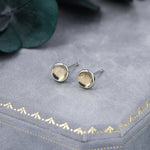 Natural Citrine Crystal Stud Earrings in Sterling Silver - 6mm - Genuine Yellow Citrine Crystal Stud Earrings - Semi Precious Gemstone