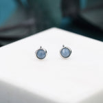 Sterling Silver Tiny Aquamarine Stud Earrings, 3mm Genuine Aquamarine Stone, Semi-precious Jewellery