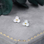 Flower stud earrings in Sterling Silver, Three Petal Flower Earrings, Blossom Stud, Nature Inspired