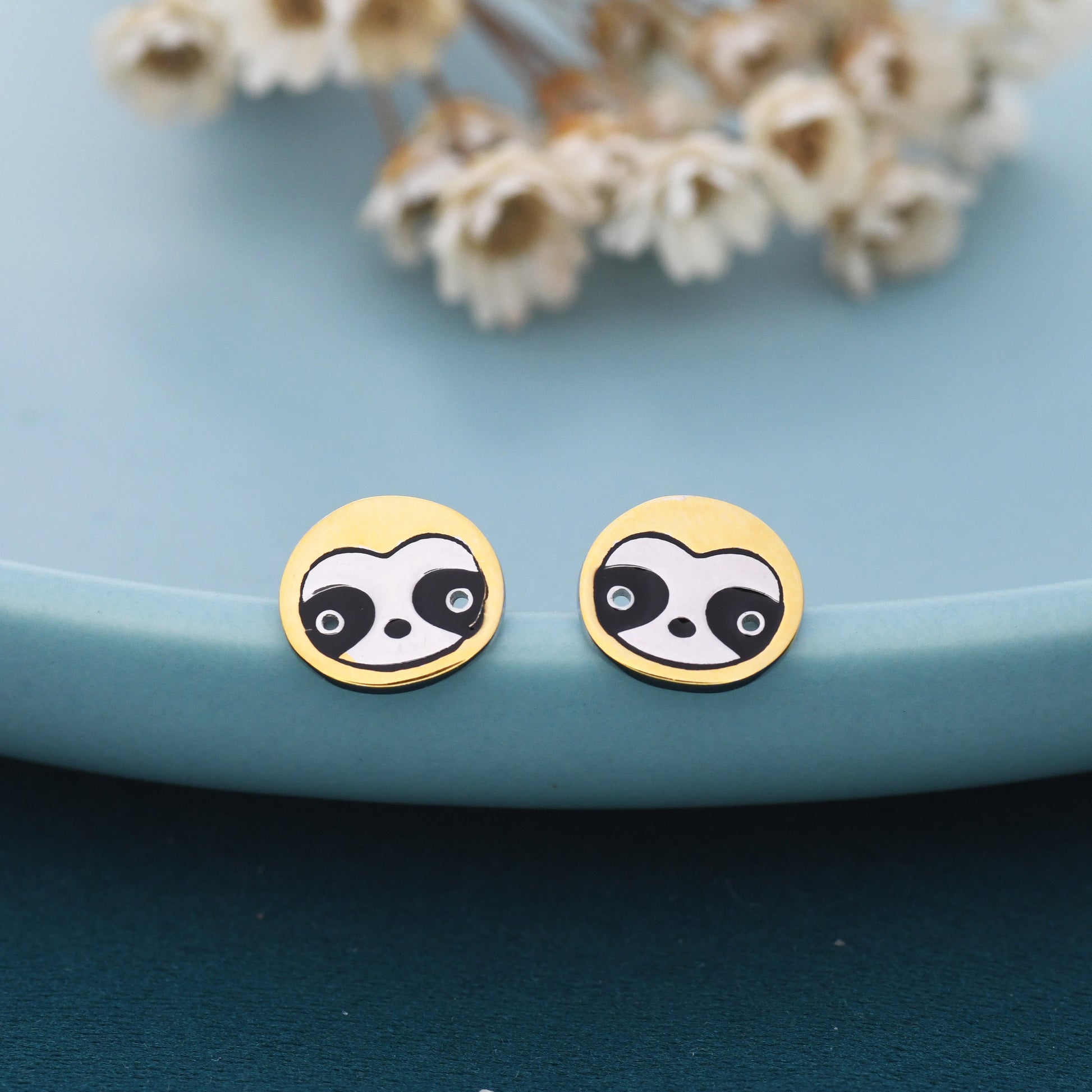 Sloth Stud Earrings in Sterling Silver, Cute Fun Quirky Monkey Jewellery, Jewelry Gift for Her, Animal Lover, Nature Inspired