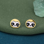Sloth Stud Earrings in Sterling Silver, Cute Fun Quirky Monkey Jewellery, Jewelry Gift for Her, Animal Lover, Nature Inspired