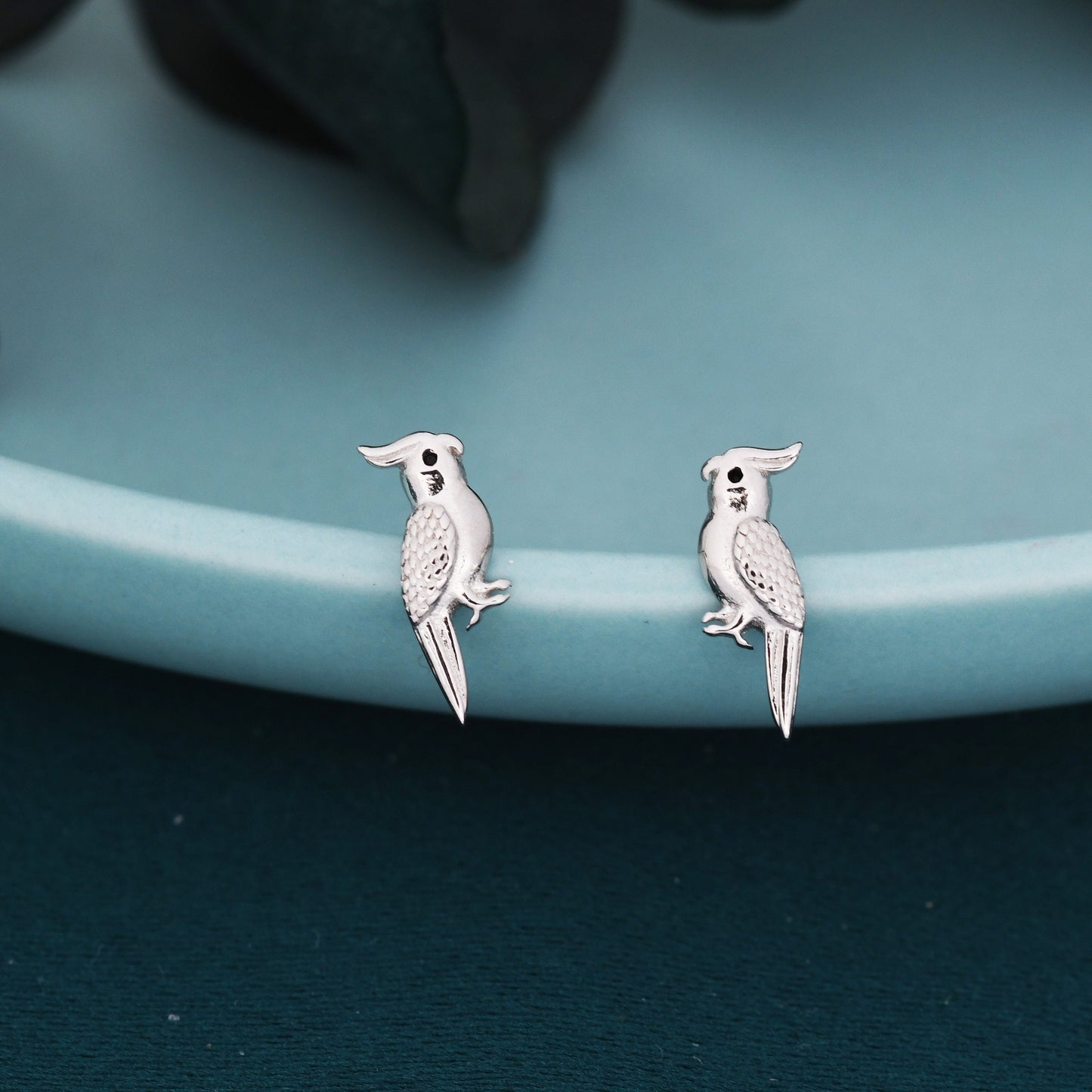 Tiny Cockatoo Parrot Stud Earrings in Sterling Silver, Silver or Gold, Parrot Earrings, Bird Earrings, Bird Stud Earrings