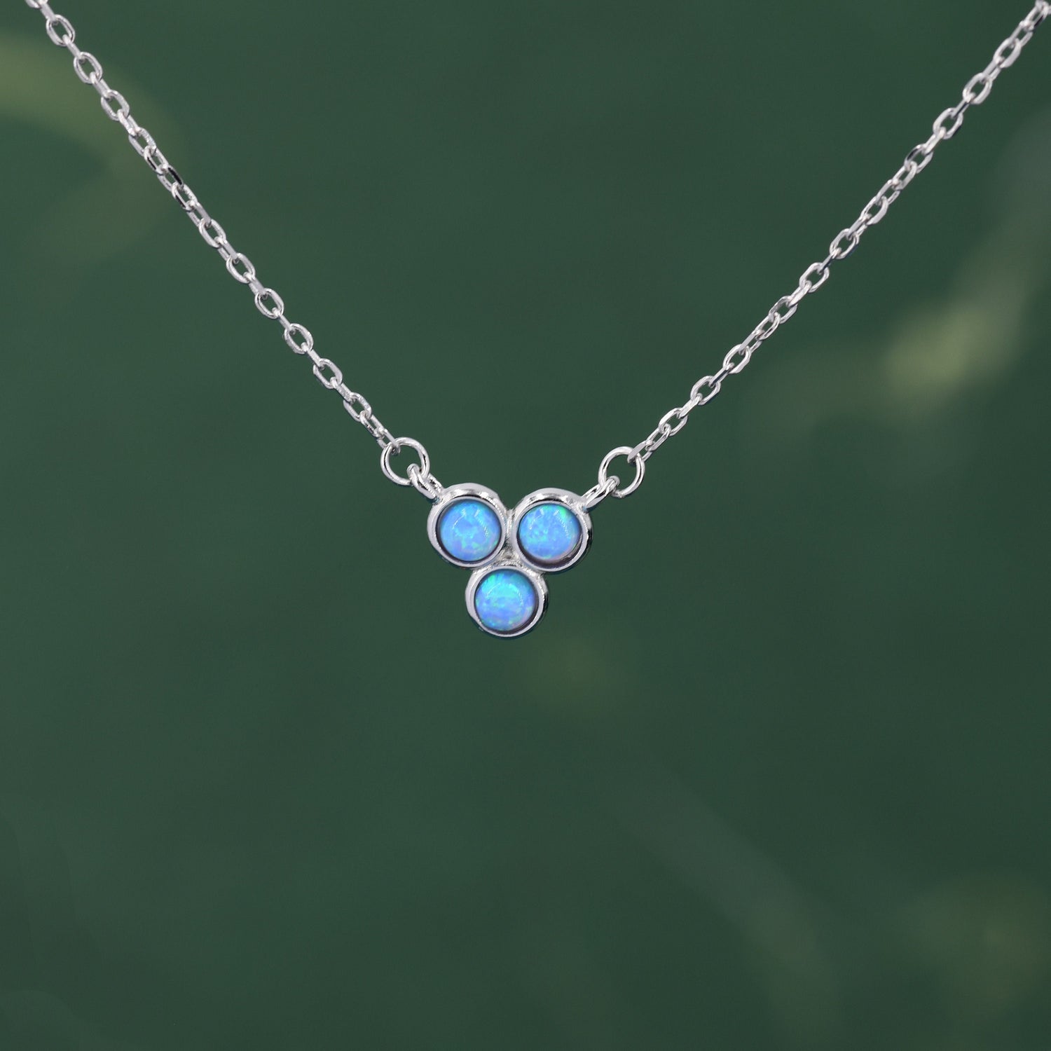 Blue Opal Trio Pendant Necklace
