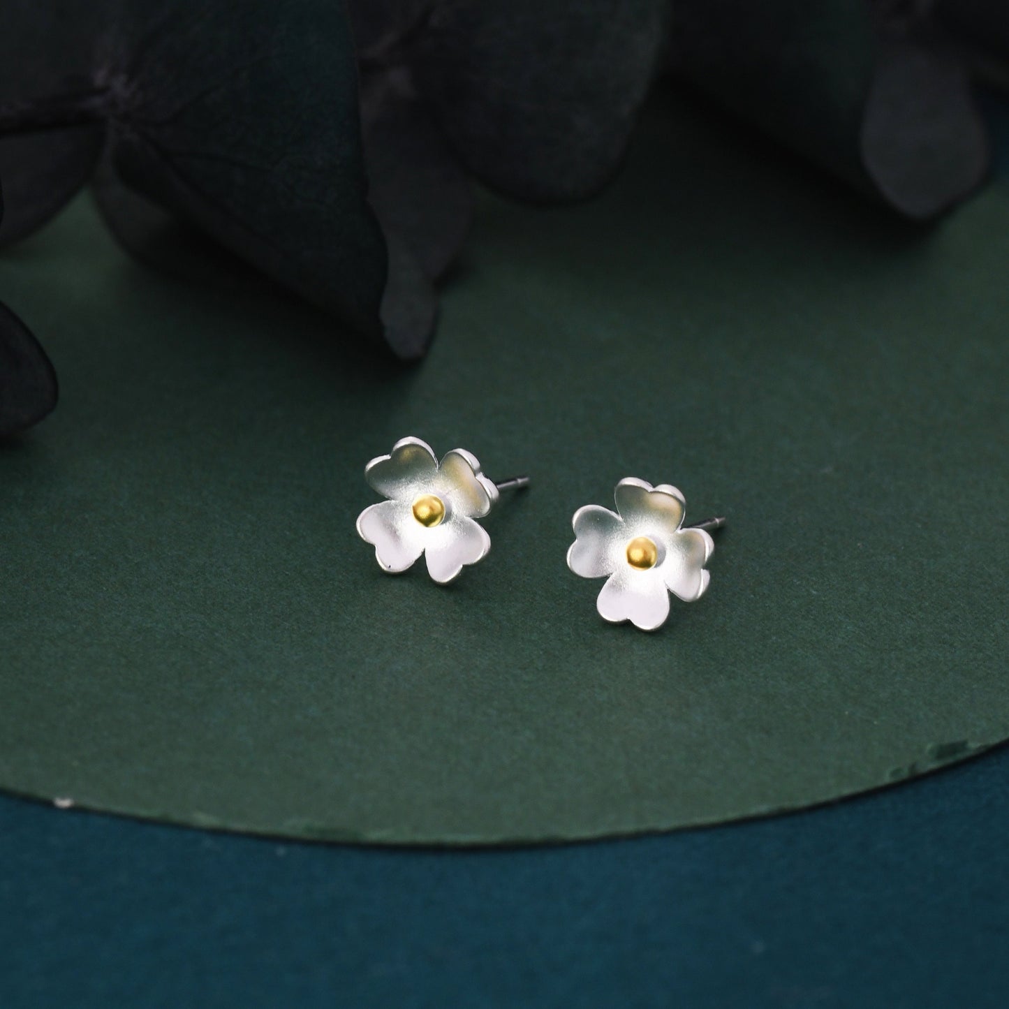 Buttercup Flower Stud Earrings in Sterling Silver, Blossom Earrings, Sand Blasted Finish, Nature Inspired Earrings