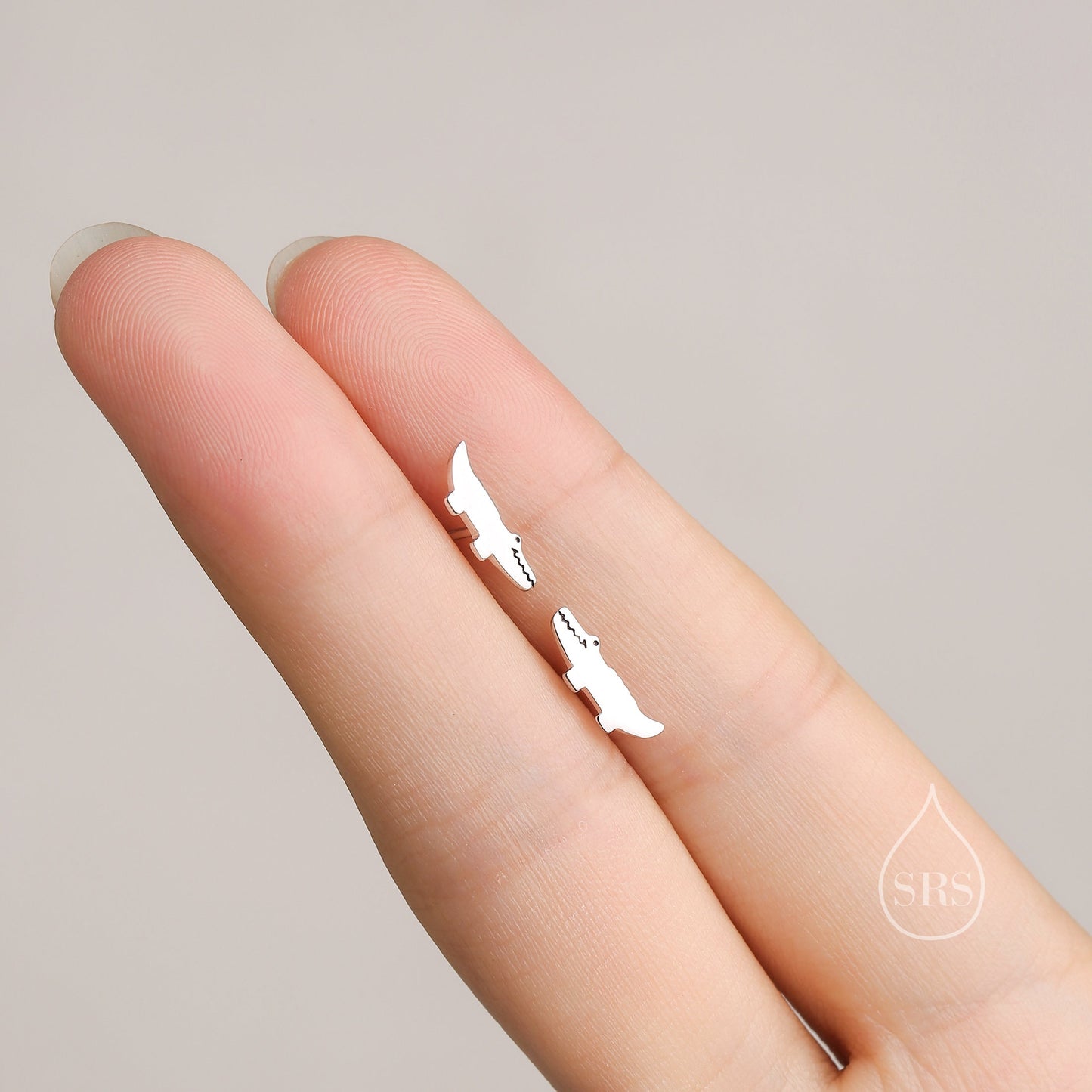 Super Cute Crocodile Alligator Stud Earrings in Sterling Silver - Animal Stud Earrings - Cute Gator, Caiman Jewellery