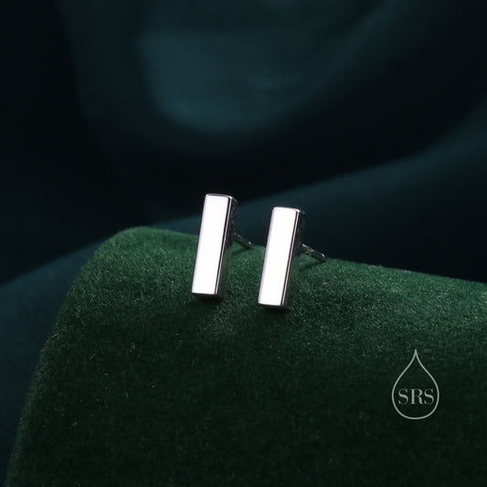 Chunky Geometric Bar Stud Earrings in Sterling Silver, Silver, Gold or Rose Gold, 10mm Bar Earrings,