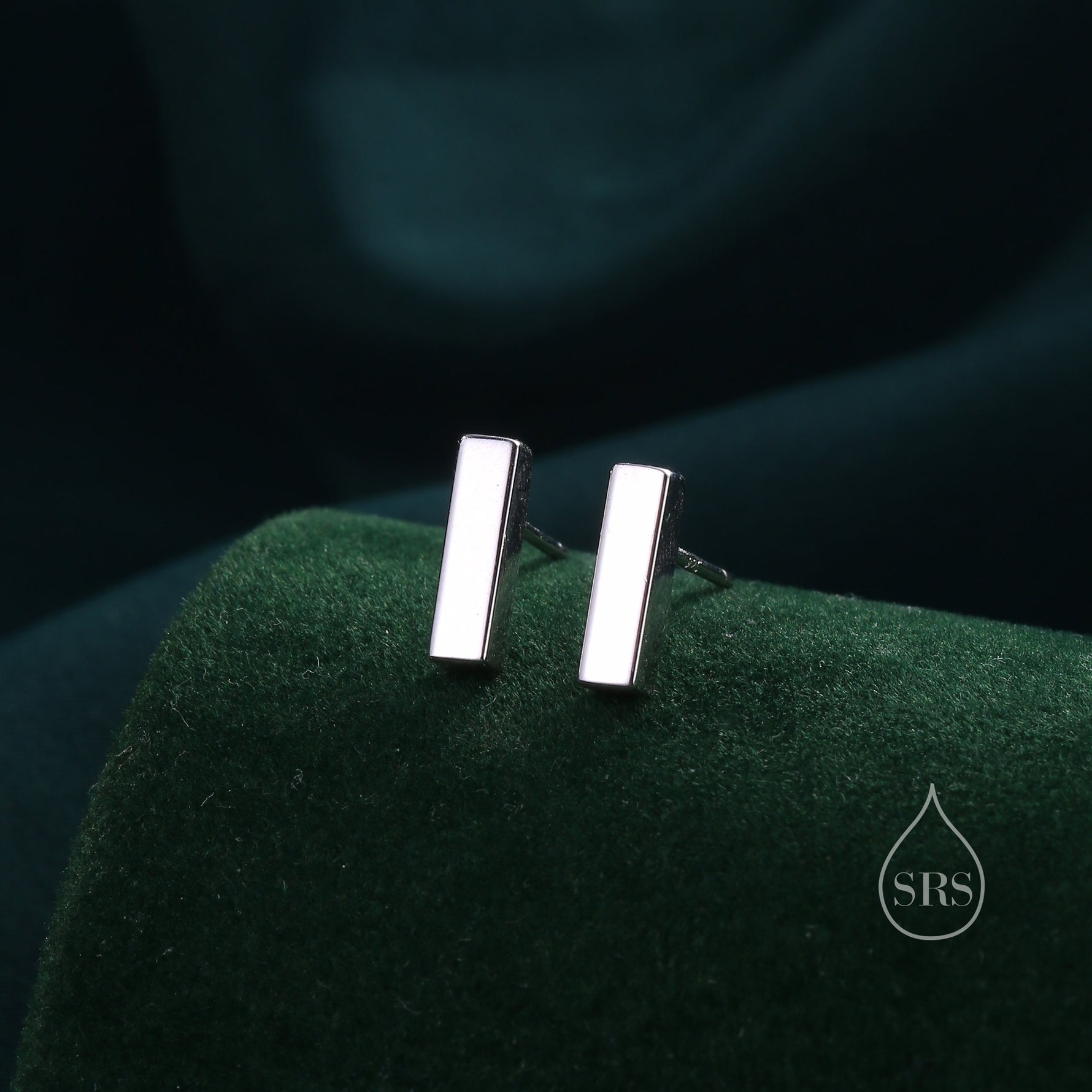 Chunky Geometric Bar Stud Earrings in Sterling Silver, Silver, Gold or Rose Gold, 10mm Bar Earrings,