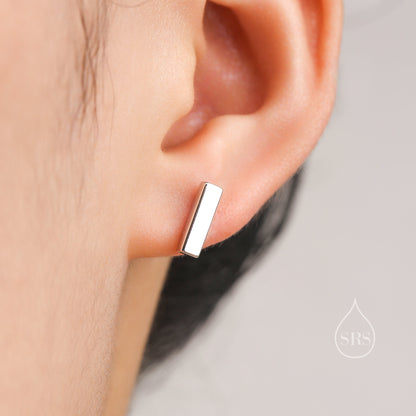 Chunky Geometric 12MM  Bar Stud Earrings in Sterling Silver, Silver, Gold or Rose Gold, 10mm Bar Earrings,