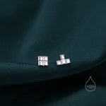 Retro Game Block Stud Earrings in Sterling Silver, Silver or Gold or Rose Gold, Sterling Silver Geometric Game Block Earrings