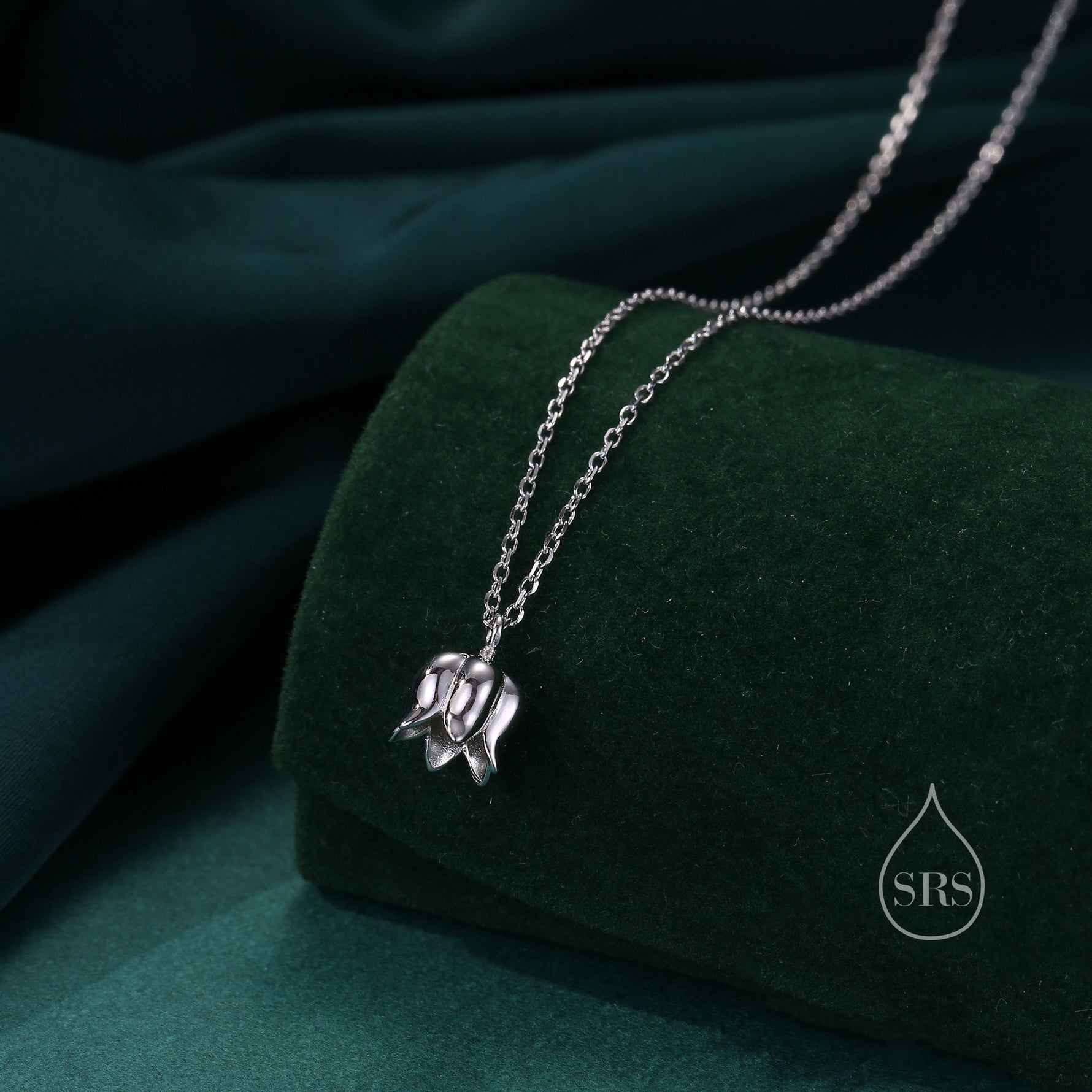 Tiny Lily of the valley Flower Pendant Necklace in Sterling Silver, Silver or Gold, Lily of the Valley Flower Necklace