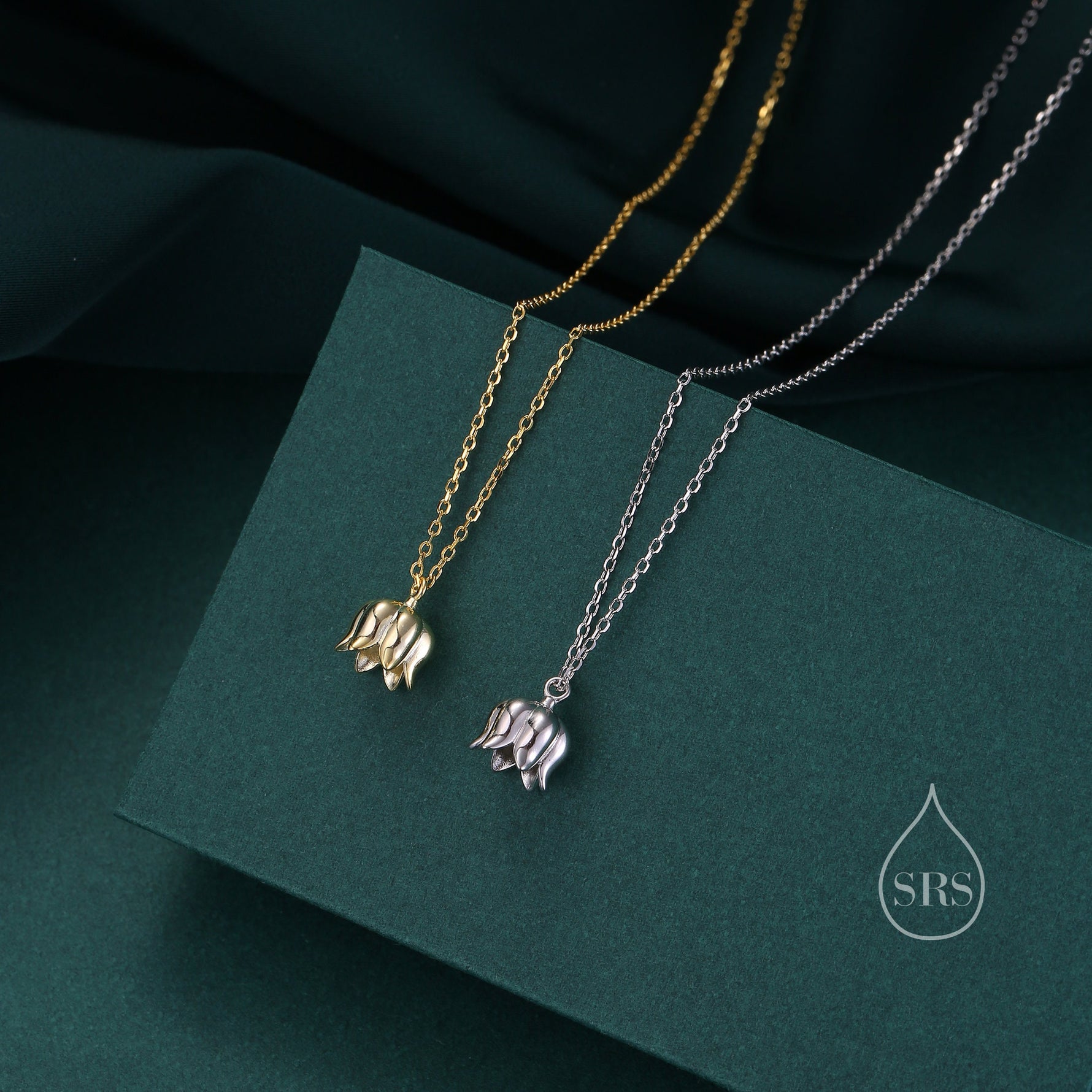 Tiny Lily of the valley Flower Pendant Necklace in Sterling Silver, Silver or Gold, Lily of the Valley Flower Necklace