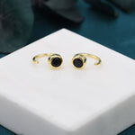 Black 4mm CZ Huggie Hoop Earrings in Sterling Silver, Tiny CZ Open Hoops, Pull Through Threaders, Half Hoops, C Shape
